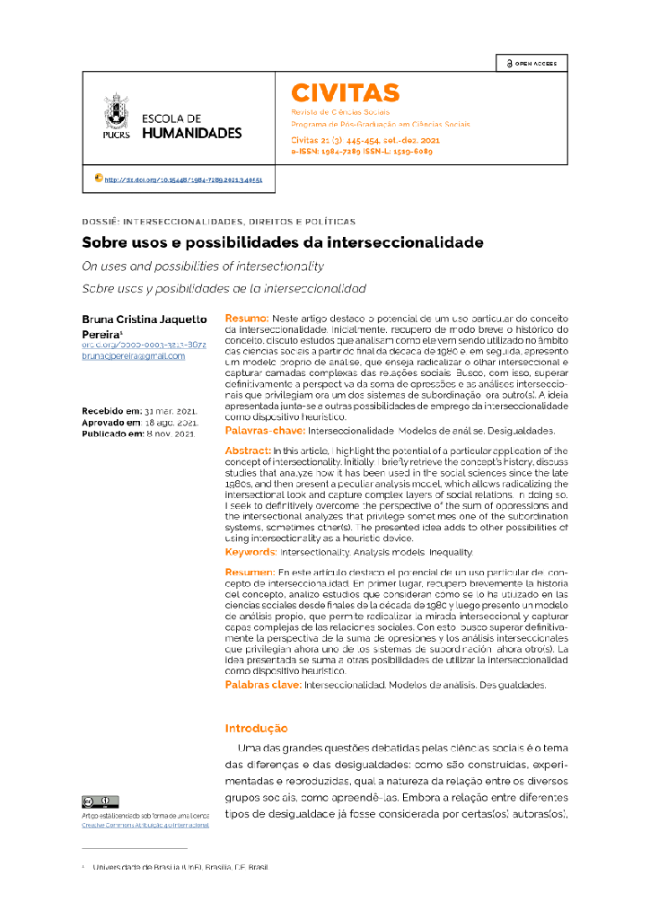 Sobre usos e possibilidades da interseccionalidade