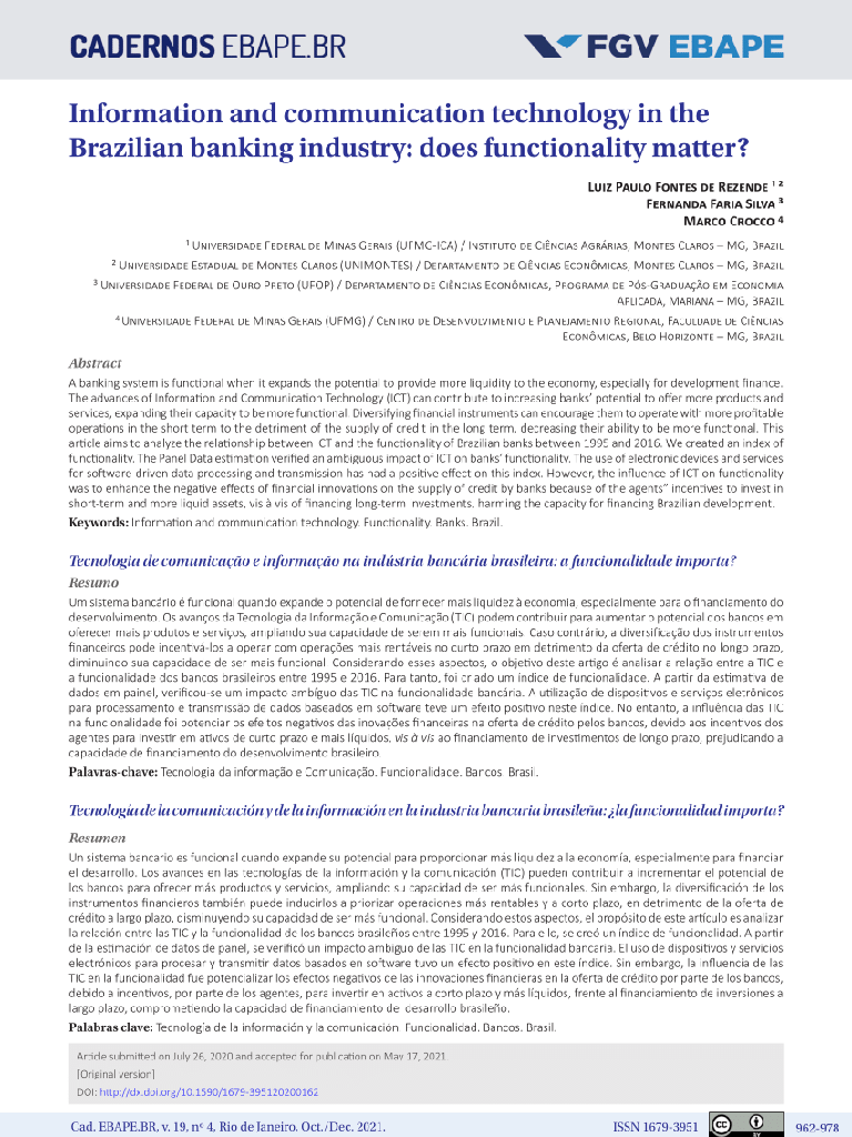 Information and communication technology in the Brazilian banking industry: does functionality matter?