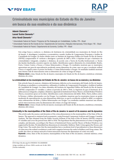 Criminality in the municipalities of the State of Rio de Janeiro: in search of its essence and its dynamics