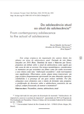 Da adolescência atual ao atual da adolescência