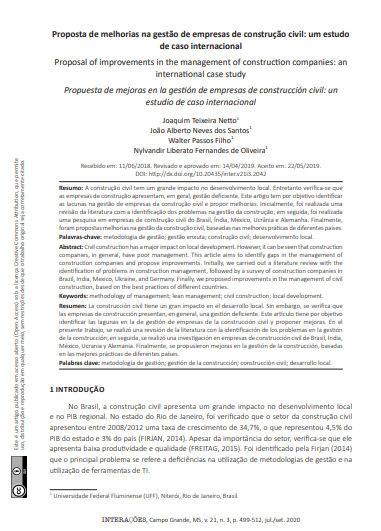 Proposta de melhorias na gestão de empresas de construção civil: um estudo de caso internacional