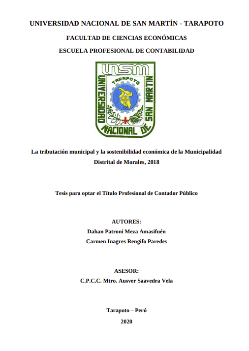 La tributación municipal y la sostenibilidad económica de la Municipalidad Distrital de Morales 2018