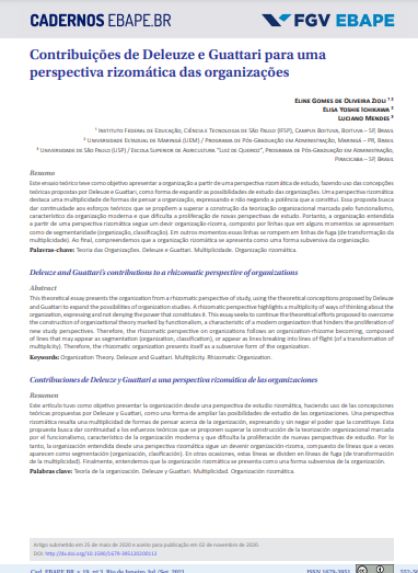 Contribuições de Deleuze e Guattari para uma perspectiva rizomática das organizações