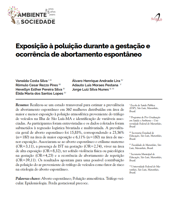 Exposição à poluição durante a gestação e ocorrência de abortamento espontâneo