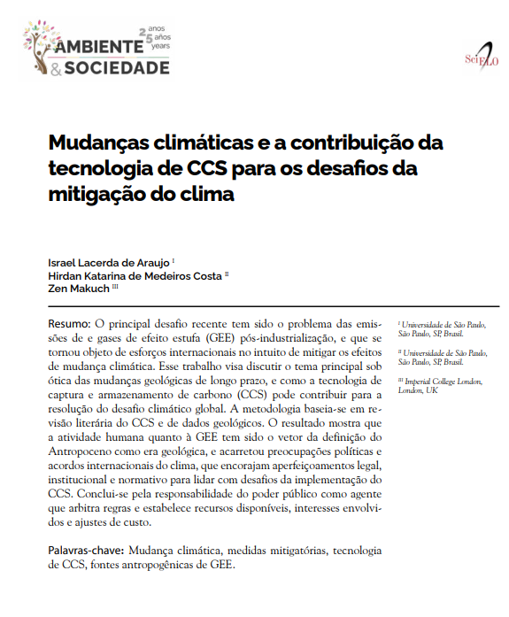 Mudanças climáticas e a contribuição da tecnologia de CCS para os desafios da mitigação do clima