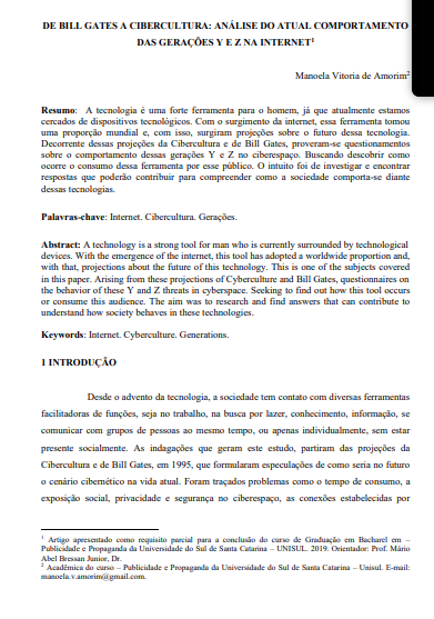 De Bill Gates a Cibercultura: análise do atual comportamento das gerações y e z na internet