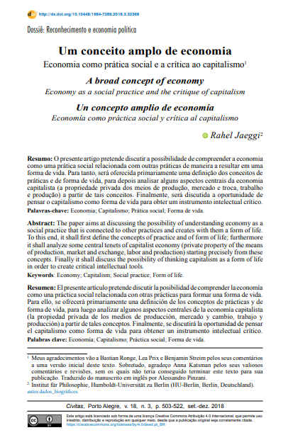 Um conceito amplo de economia: Economia como prática social e a crítica ao capitalismo