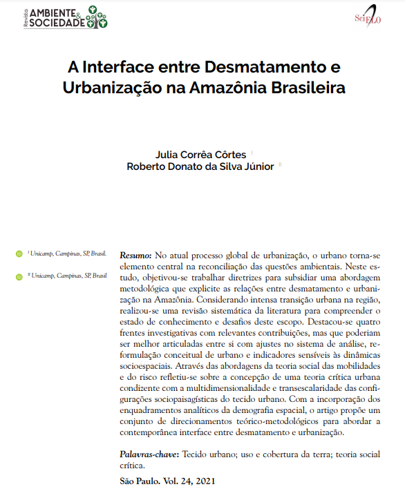 A Interface entre Desmatamento e Urbanização na Amazônia Brasileira
