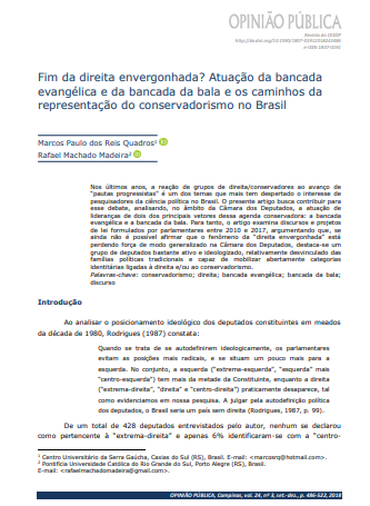 Fim da direita envergonhada? Atuação da bancada evangélica e da bancada da bala e os caminhos da representação do conservadorismo no Brasil