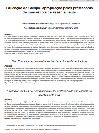 Educação do Campo: apropriação pelas professoras de uma escola de assentamento