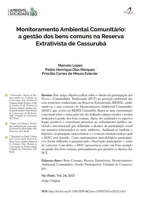 Monitoramento Ambiental Comunitário: a gestão dos bens comuns na Reserva Extrativista de Cassurubá