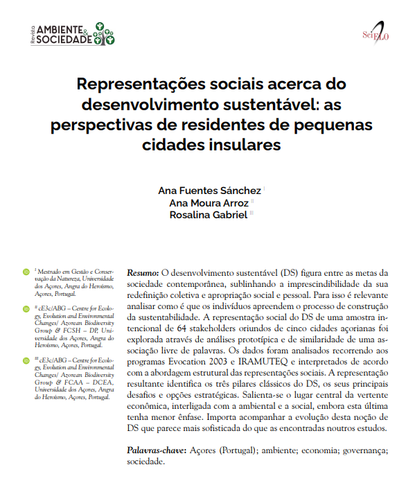 Representações sociais acerca do desenvolvimento sustentável: as perspectivas de residentes de pequenas cidades insulares