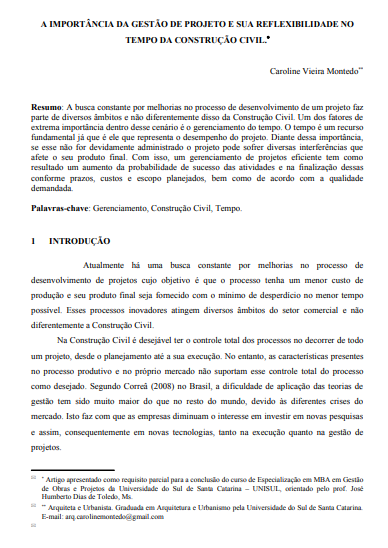 A importância da gestão de projeto e sua reflexibilidade no tempo da construção civil