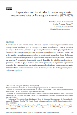 Engenheiros do Grande Mar Redondo: engenharia e natureza nas baías de Paranaguá e Antonina (1871-1879)