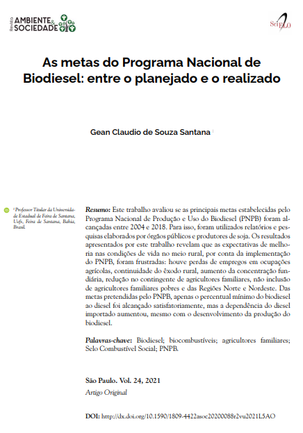 As metas do Programa Nacional de Biodiesel: entre o planejado e o realizado