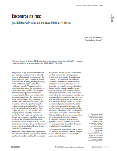 Encontros na rua: possibilidades de saúde em um consultório a céu aberto