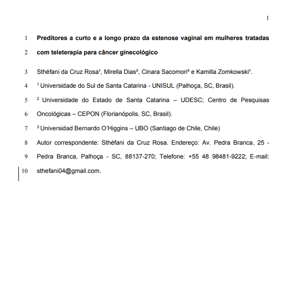 Preditores a curto e a longo prazo da estenose vaginal em mulheres tratadas com teleterapia para câncer ginecológico