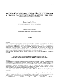 INTERDIÇÃO DE LEITURA E PRESCRIÇÃO DE TEXTOS PARA A INFÂNCIA E JUVENTUDE MONTES-CLARENSE (1920-1950)