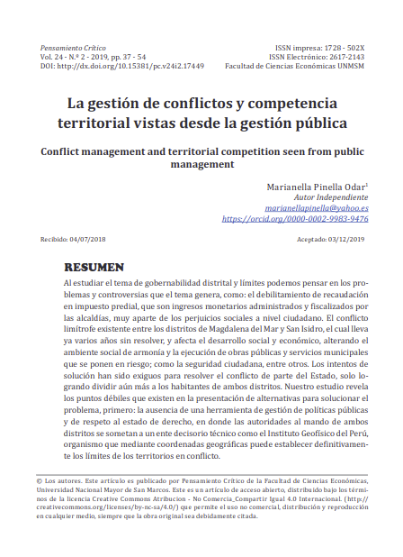 La gestión de conflictos y competencia territorial vistas desde la gestión pública