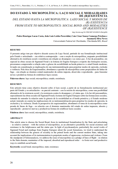DO ESTADO À MICROPOLÍTICA: LAÇO SOCIAL E MODALIDADES DE (R)EXISTÊNCIA