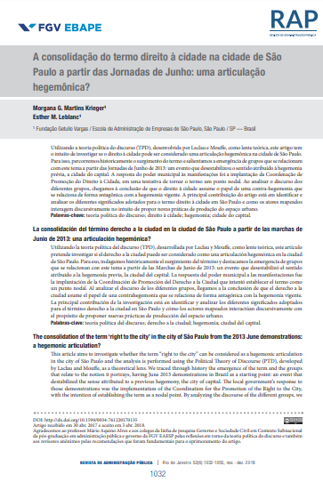 A consolidação do termo direito à cidade na cidade de São Paulo a partir das Jornadas de Junho: uma articulação hegemônica?