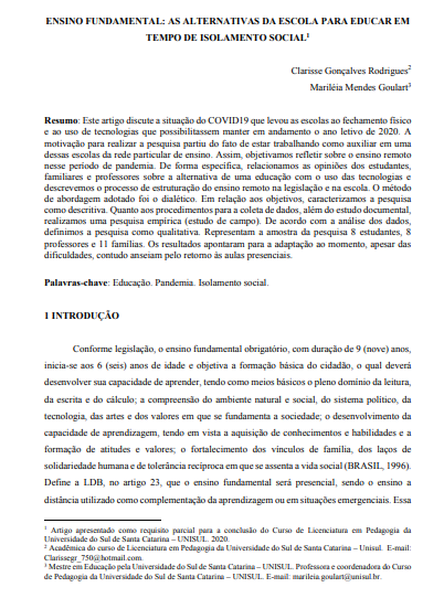 Ensino fundamental: as alternativas da escola para educar em tempo de isolamento social