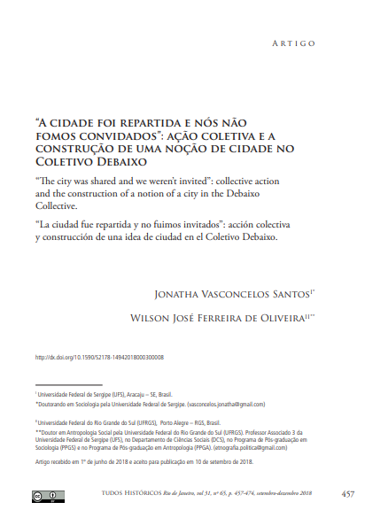 “A CIDADE FOI REPARTIDA E NÓS NÃO FOMOS CONVIDADOS”: AÇÃO COLETIVA E A CONSTRUÇÃO DE UMA NOÇÃO DE CIDADE NO COLETIVO DEBAIXO
