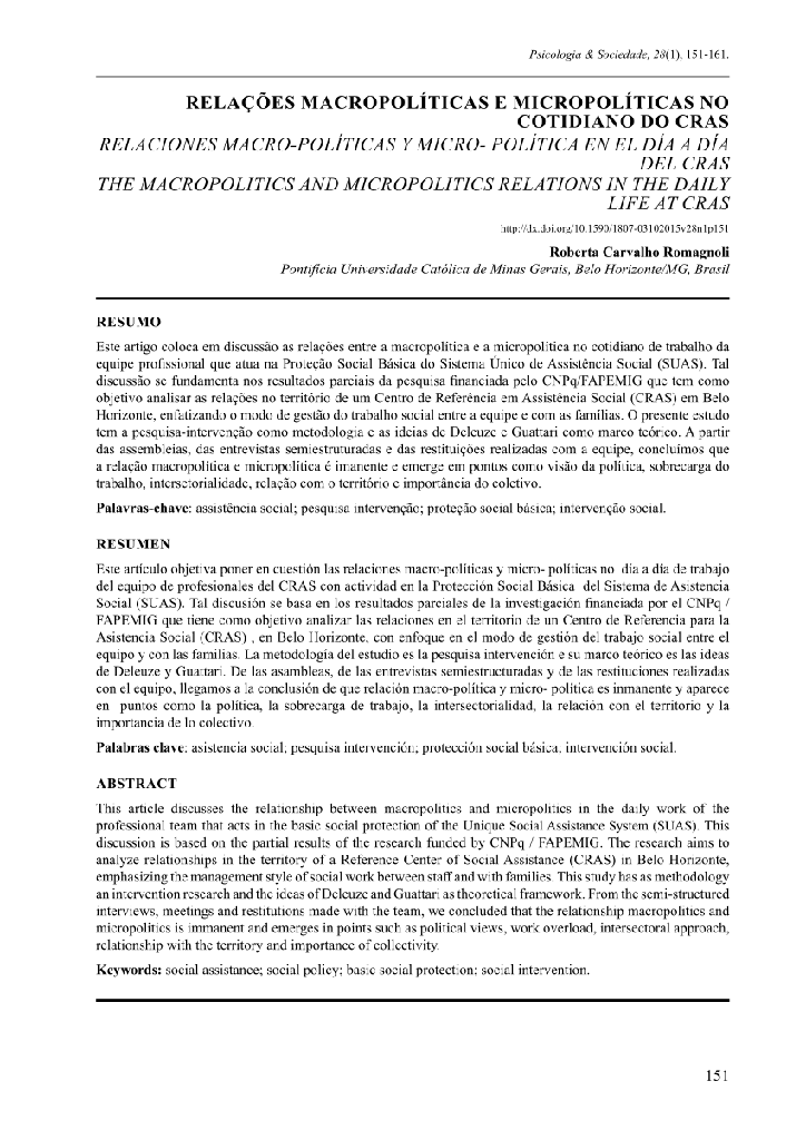 RELAÇÕES MACROPOLÍTICAS E MICROPOLÍTICAS NO COTIDIANO DO CRAS