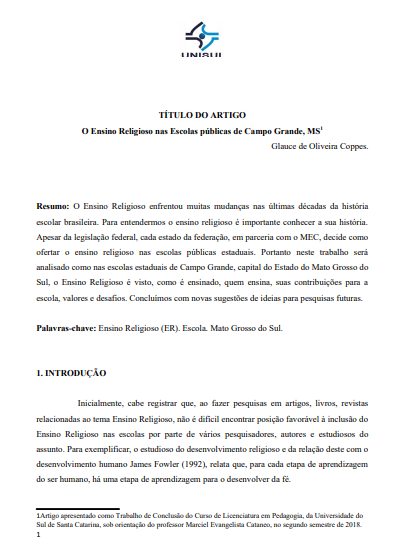 O ensino religioso nas escolas públicas de Campo Grande, MS