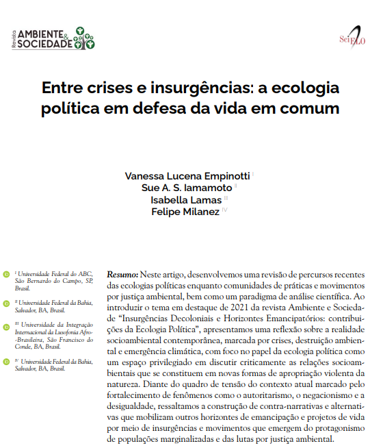 Entre crises e insurgências: a ecologia política em defesa da vida em comum