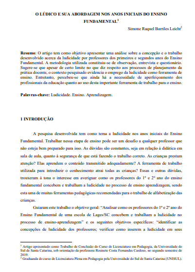 O lúdico e sua abordagem nos anos iniciais do ensino fundamental