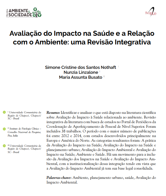 Avaliação do Impacto na Saúde e a Relação com o Ambiente: uma Revisão Integrativa