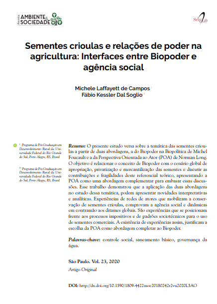 Sementes crioulas e relações de poder na agricultura: Interfaces entre Biopoder e agência social