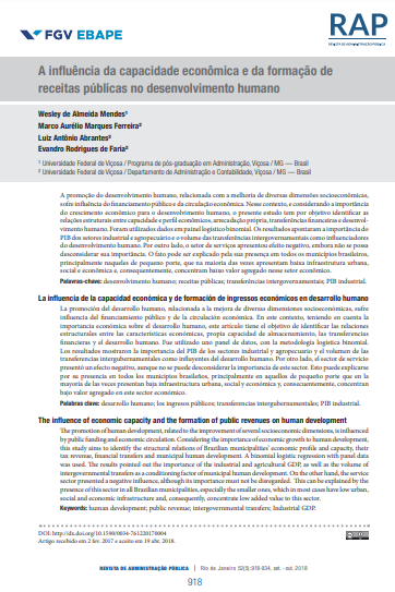A influência da capacidade econômica e da formação de receitas públicas no desenvolvimento humano