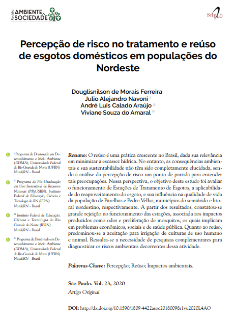 Percepção de risco no tratamento e reúso de esgotos domésticos em populações do Nordeste