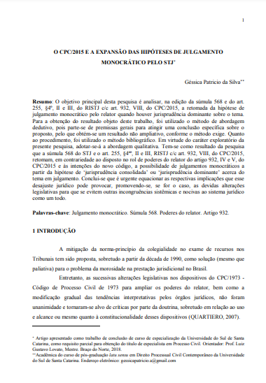 O CPC/2015 e a expansão das hipóteses de julgamento monocrático pelo STJ