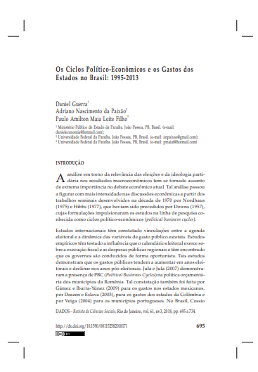 Os Ciclos Político-Econômicos e os Gastos dos Estados no Brasil: 1995-2013