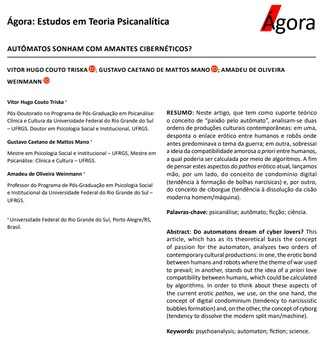 AUTÔMATOS SONHAM COM AMANTES CIBERNÉTICOS?