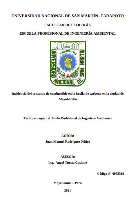 Incidencia del consumo de combustible en la huella de carbono en la ciudad de Moyobamba