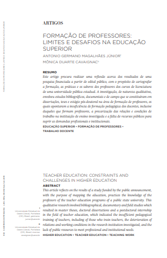Formação de professores: limites e desafios na educação superior