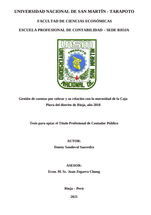 Gestión de cuentas por cobrar y su relación con la morosidad de la Caja Piura del distrito de Rioja, año 2018