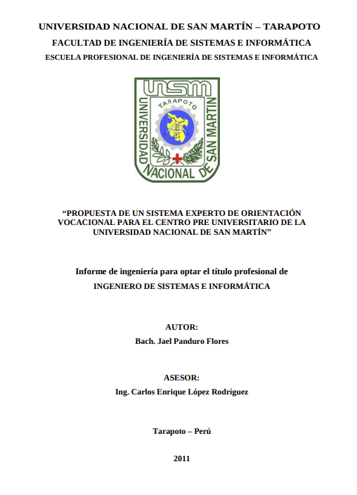 Propuesta de un sistema experto de orientación vocacional para el Centro Pre Universitario de UNSM