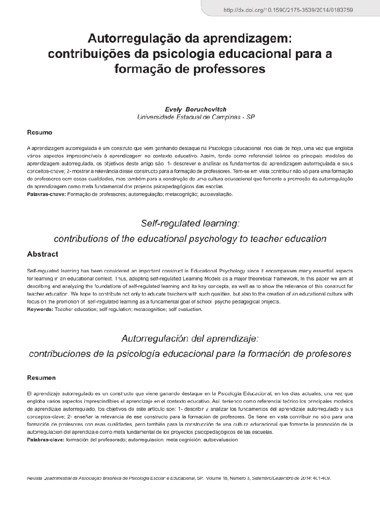 Autorregulação da aprendizagem: contribuições da psicologia educacional para a formação de professores