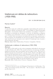 Intelectuais em defesa da radiocultura (1920-1930)