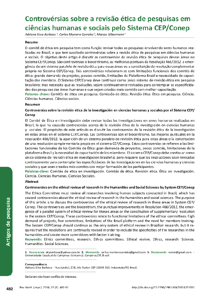 Controvérsias sobre a revisão ética de pesquisas em ciências humanas e sociais pelo Sistema CEP/Conep