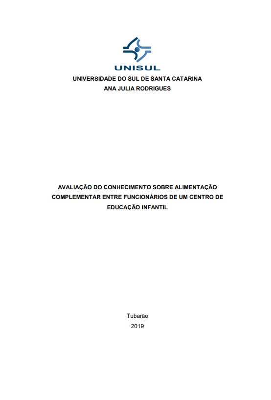 Avaliação do conhecimento sobre alimentação complementar entre funcionários de um Centro de Educação Infantil