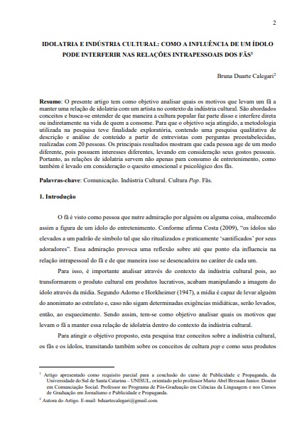 Idolatria e indústria cultural: como a influência de um ídolo pode interferir nas relações intrapessoais dos fãs