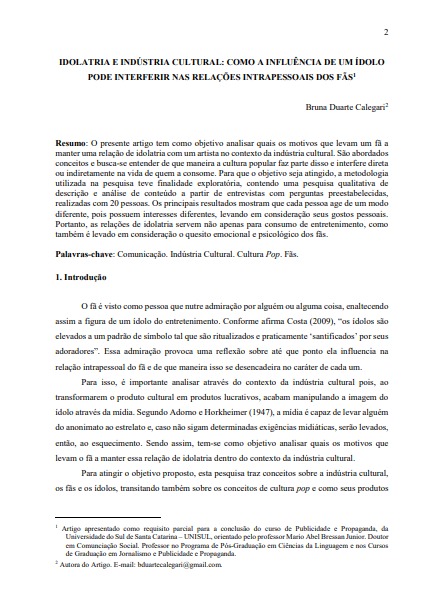 Idolatria e indústria cultural: como a influência de um ídolo pode interferir nas relações intrapessoais dos fãs