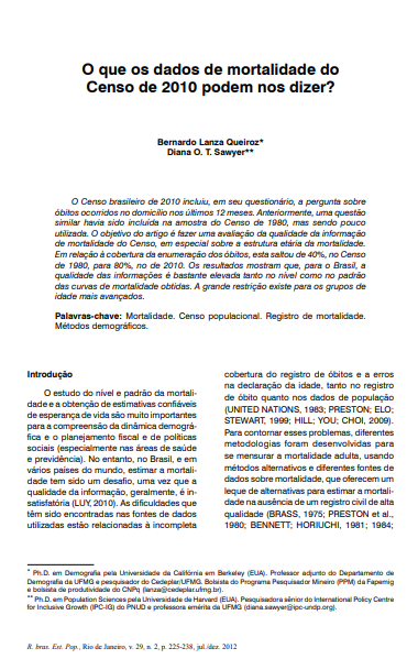 O que os dados de mortalidade do Censo de 2010 podem nos dizer?