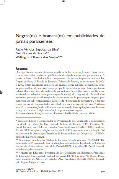 Negras(os) e brancas(os) em publicidades de jornais paranaenses